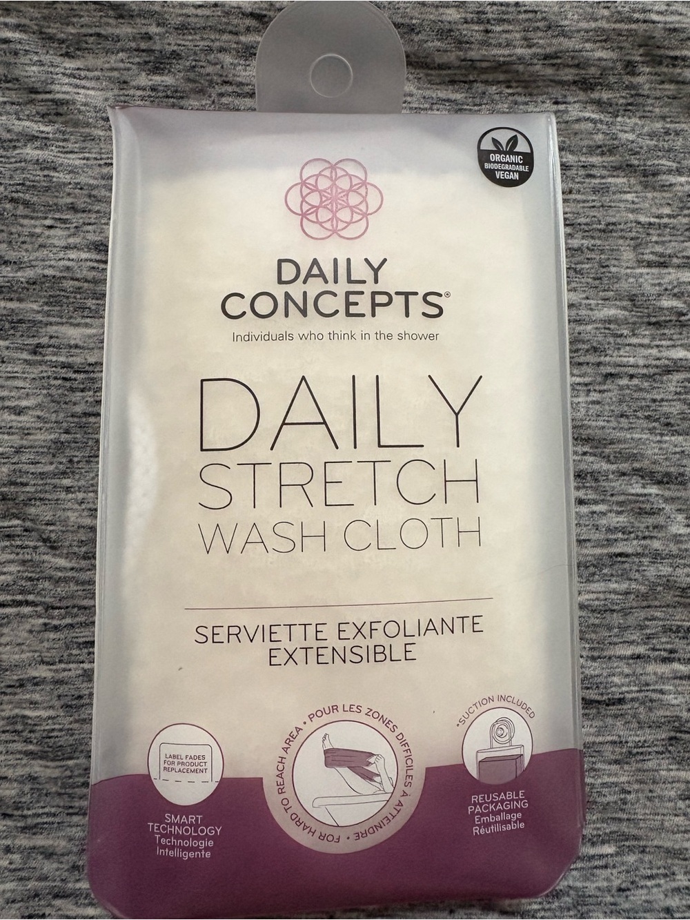 Daily Concepts Daily Stretch Wash Cloth - White with Purple Accents